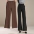 2024 summer women's new high-waisted slim-fit straight pants knitted casual flared pants