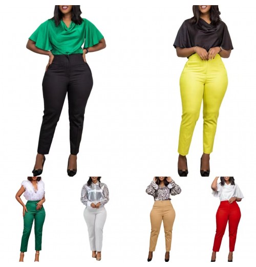 2025 New Arrivals Spring Women's Pants & Trousers Women High Waist Tight Solid Color Elegant Tight Office Pants For Ladies