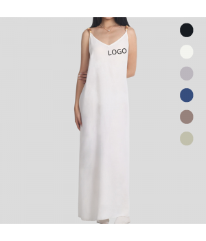 Wholesale women white sling long stylish wear Custom summer simple long elegant dress