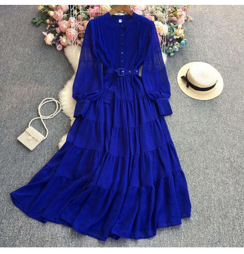 women Dresses clothing New Design Solid Color Long Sleeve Maxi Dress women Casual Dress